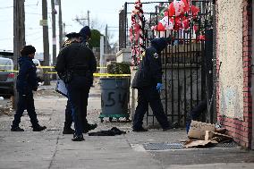 Philadelphia Police Crime Scene Unit Investigators At Scene Of Mass Shooting In Hunting Park Neighborhood In Philadelphia Pennsy