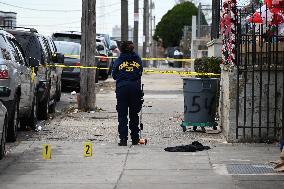 Philadelphia Police Crime Scene Unit Investigators At Scene Of Mass Shooting In Hunting Park Neighborhood In Philadelphia Pennsy