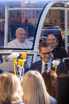 Pope Francis arrives at the Santa Maria Assunta Cathedral - Ajaccio