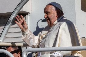 Pope Francis arrives at the Santa Maria Assunta Cathedral - Ajaccio