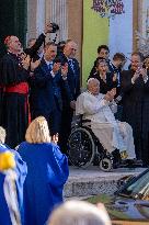 Pope Francis arrives at the Santa Maria Assunta Cathedral - Ajaccio