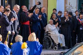 Pope Francis arrives at the Santa Maria Assunta Cathedral - Ajaccio