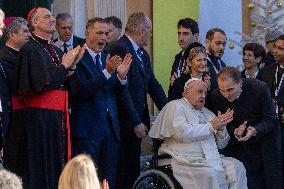 Pope Francis arrives at the Santa Maria Assunta Cathedral - Ajaccio