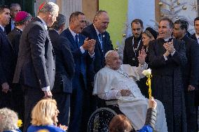 Pope Francis arrives at the Santa Maria Assunta Cathedral - Ajaccio