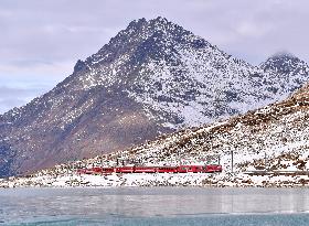 Swiss Alps Bernina Express Scenic Train Route