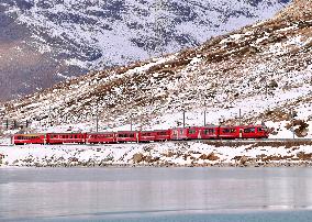 Swiss Alps Bernina Express Scenic Train Route