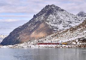 Swiss Alps Bernina Express Scenic Train Route