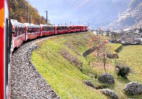 Swiss Alps Bernina Express Scenic Train Route