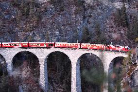 Swiss Alps Bernina Express Scenic Train Route