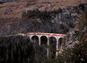 Swiss Alps Bernina Express Scenic Train Route