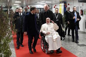 Pope Francis Meets Emmanuel Macron At Ajaccio Airport - France