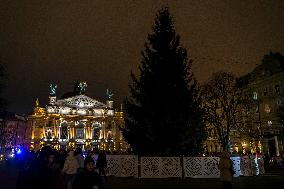 The Main Christmas Tree In Lviv, Ukraine