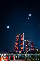 Citizens Release LED Kongming Lantern in Chongqing