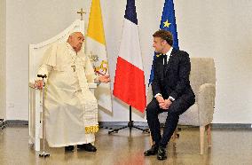 Pope Francis And Macron Meet - Ajaccio