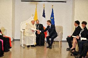 Pope Francis And Macron Meet - Ajaccio