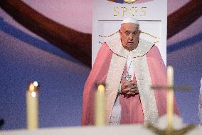 Pope Francis Leads The Mass At Casone - Ajaccio