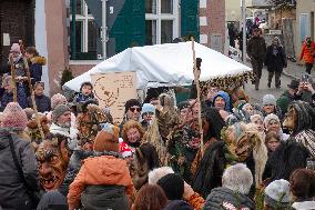 Annual Traditional Perchtenlauf In Grafing, Munich Metropolitan Area