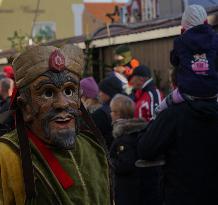 Annual Traditional Perchtenlauf In Grafing, Munich Metropolitan Area