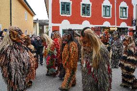 Annual Traditional Perchtenlauf In Grafing, Munich Metropolitan Area