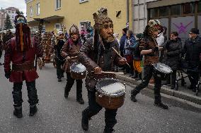 Annual Traditional Perchtenlauf In Grafing, Munich Metropolitan Area