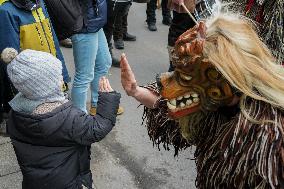 Annual Traditional Perchtenlauf In Grafing, Munich Metropolitan Area