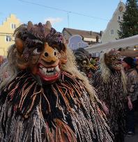 Annual Traditional Perchtenlauf In Grafing, Munich Metropolitan Area