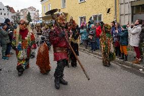 Annual Traditional Perchtenlauf In Grafing, Munich Metropolitan Area