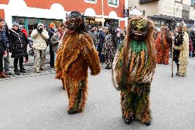 Annual Traditional Perchtenlauf In Grafing, Munich Metropolitan Area