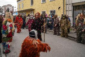 Annual Traditional Perchtenlauf In Grafing, Munich Metropolitan Area