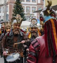 Annual Traditional Perchtenlauf In Grafing, Munich Metropolitan Area