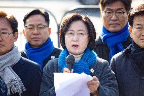 Democratic Party Holds Press Conference On Yoon Suk-yeol Rebellion Investigation In South Korea