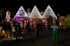 Residents Of Tláhuac, Mexico City, Visit Christmas Village