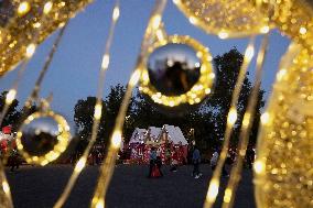 Residents Of Tláhuac, Mexico City, Visit Christmas Village