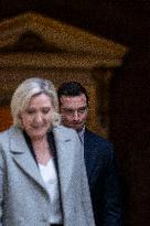 Marine Le Pen And Jordan Bardella After A Meeting With PM Bayrou - Paris