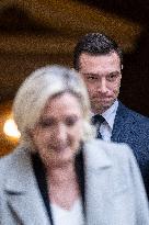 Marine Le Pen And Jordan Bardella After A Meeting With PM Bayrou - Paris