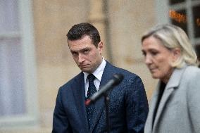 Marine Le Pen And Jordan Bardella After A Meeting With PM Bayrou - Paris