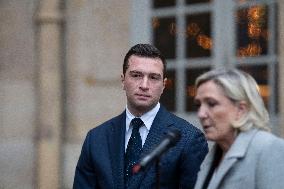 Marine Le Pen And Jordan Bardella After A Meeting With PM Bayrou - Paris