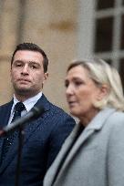 Marine Le Pen And Jordan Bardella After A Meeting With PM Bayrou - Paris