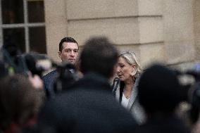 Marine Le Pen And Jordan Bardella After A Meeting With PM Bayrou - Paris