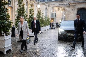 Marine Le Pen And Jordan Bardella After A Meeting With PM Bayrou - Paris