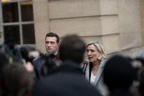 Marine Le Pen And Jordan Bardella After A Meeting With PM Bayrou - Paris