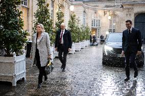 Marine Le Pen And Jordan Bardella After A Meeting With PM Bayrou - Paris