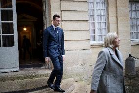 Marine Le Pen And Jordan Bardella After A Meeting With PM Bayrou - Paris