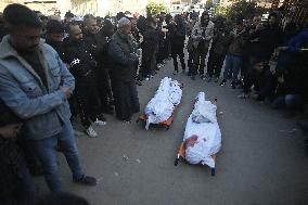 Palestinians Mourn Dead After Israeli Strike On Khan Younis - Gaza