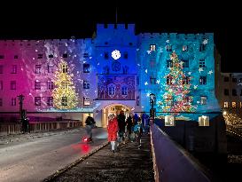 Festive Illuminations In The Bavarian City Wasserburg Am Inn