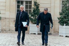 Laurent Wauquiez and Mathieu Darnaud arrives to Meet PM Bayrou - Paris AJ