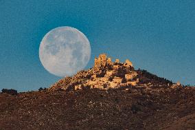 Cold Full Moon Over Rocca Calascio, Italy