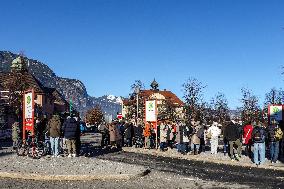 Weekend Travelers At Garmisch-Partenkirchen Train Station