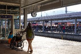 Weekend Travelers At Garmisch-Partenkirchen Train Station