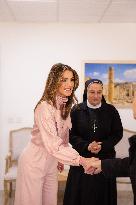 Queen Rania Visits Rosary Sisters - Amman